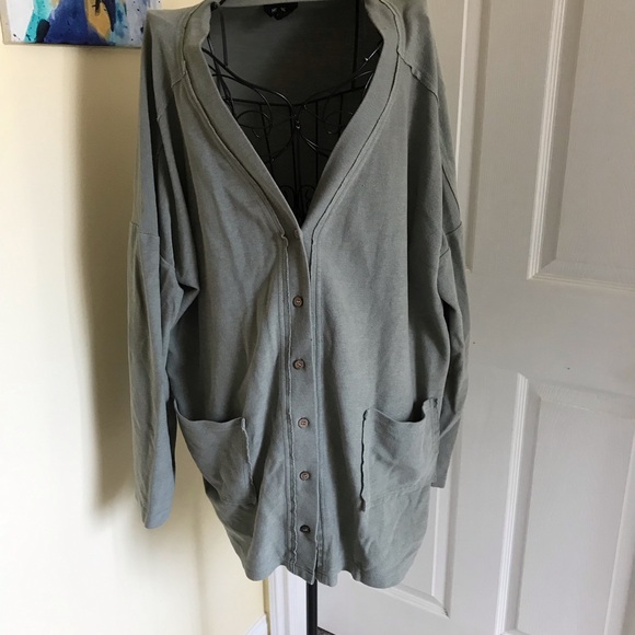 Heyson Sage Green French Terry Cloth Shorts Set Size 1XL Button Down Oversized - Picture 2 of 12